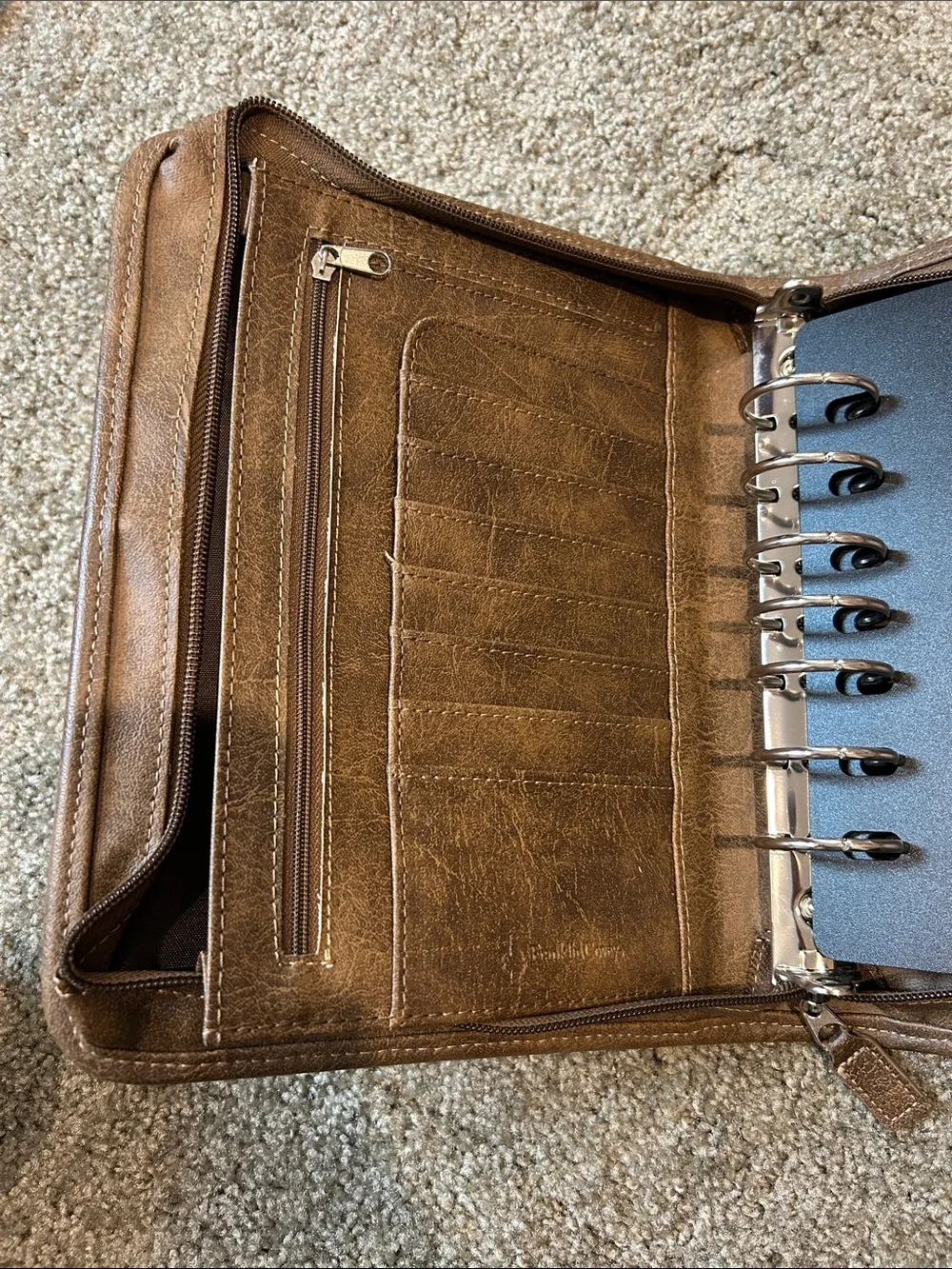 Franklin Covey Brown Simulated Leather Zippered Men’s Portfolio